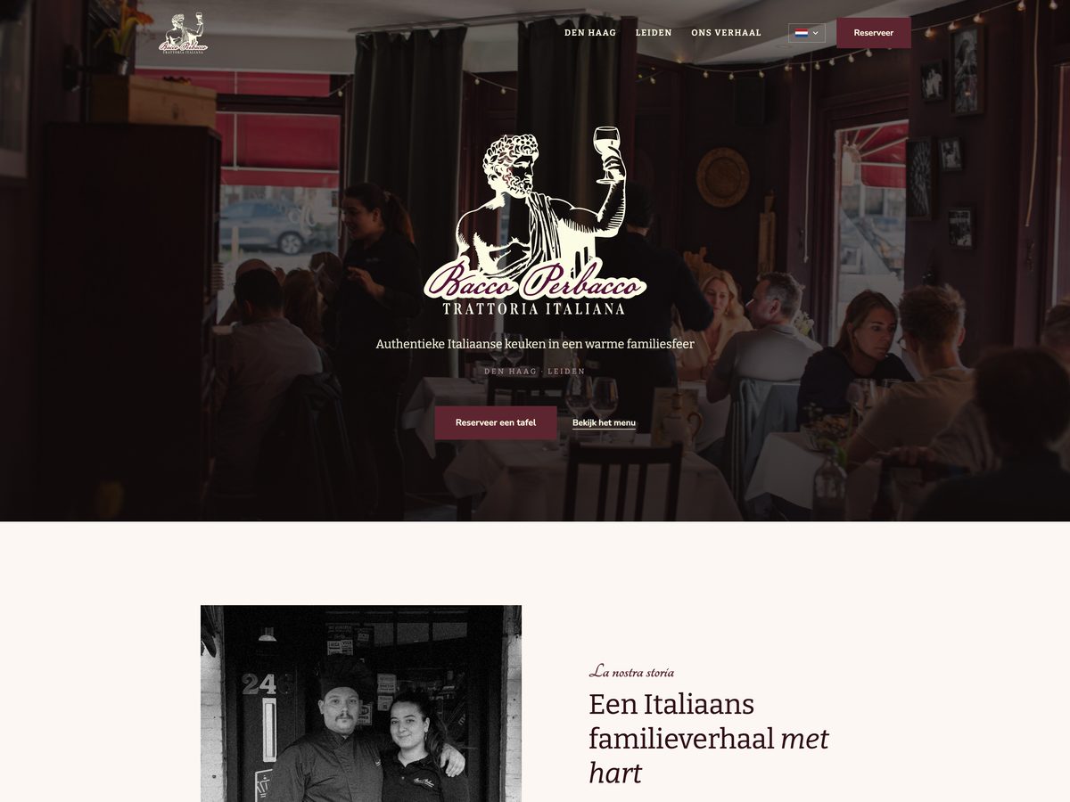 Website van Bacco Perbacco
